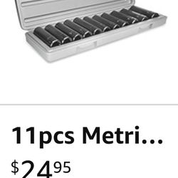 Stark USA 11-Pieces 1/2-Inch Drive Deep Impact Socket Set, MM, Metric Size, 6-Point, 10mm - 24mm, Carrying Case 35701 