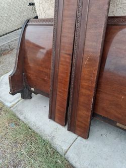 FREE.  Vintage Wood Bed Frame with Carved Details