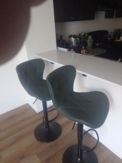 Brand New Dark Green Suede Kitchen Counter Chairs