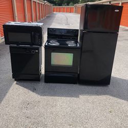 4 Units Matching Set Stove, Fridge,dishwasher And Over Range Microwave 