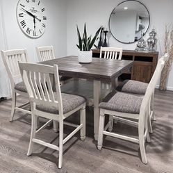 Counter Height Dining Table & 6 Chairs Ashley Furniture 