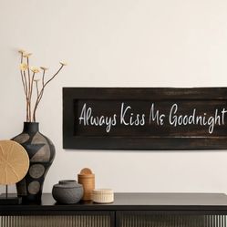 Always Kiss Me Goodnight Over the Bed Wall Decor with Hidden, Locking Gun Concealment Compartment 