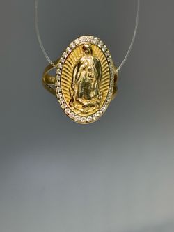 Virgin Mary yellow gold ring 14k 153755-1