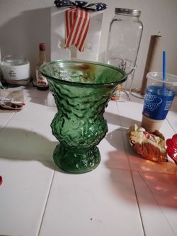 Vintage Eo Brody Emerald Green Crinkle Glas