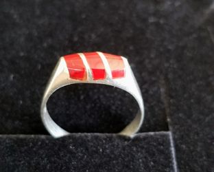 Taxco Sterling Silver & Coral Ring