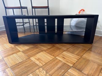 FREE-Black TV Stand - wood and glass center shelf