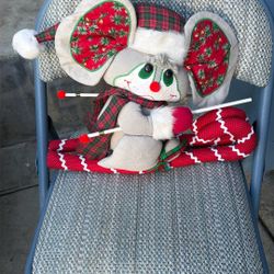Vintage Christmas Mouse On Skis