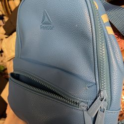 Leather Reebok Blue Small Backpack 🎒 Perfect For Diapers Bag And Hands Free Traveling 