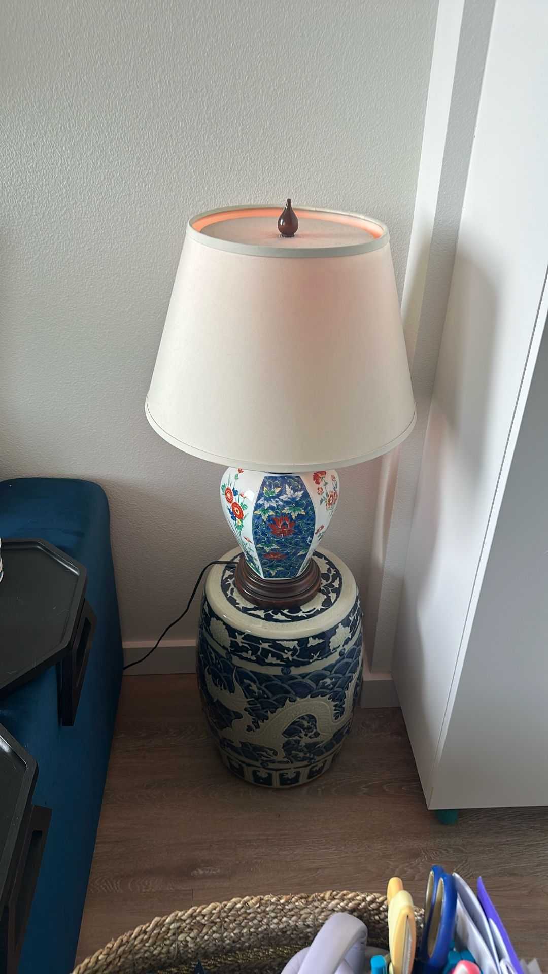 Floral Lamps and China Table Pair