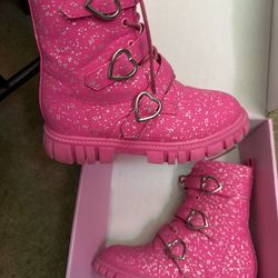 Girls Pink Combat Boots