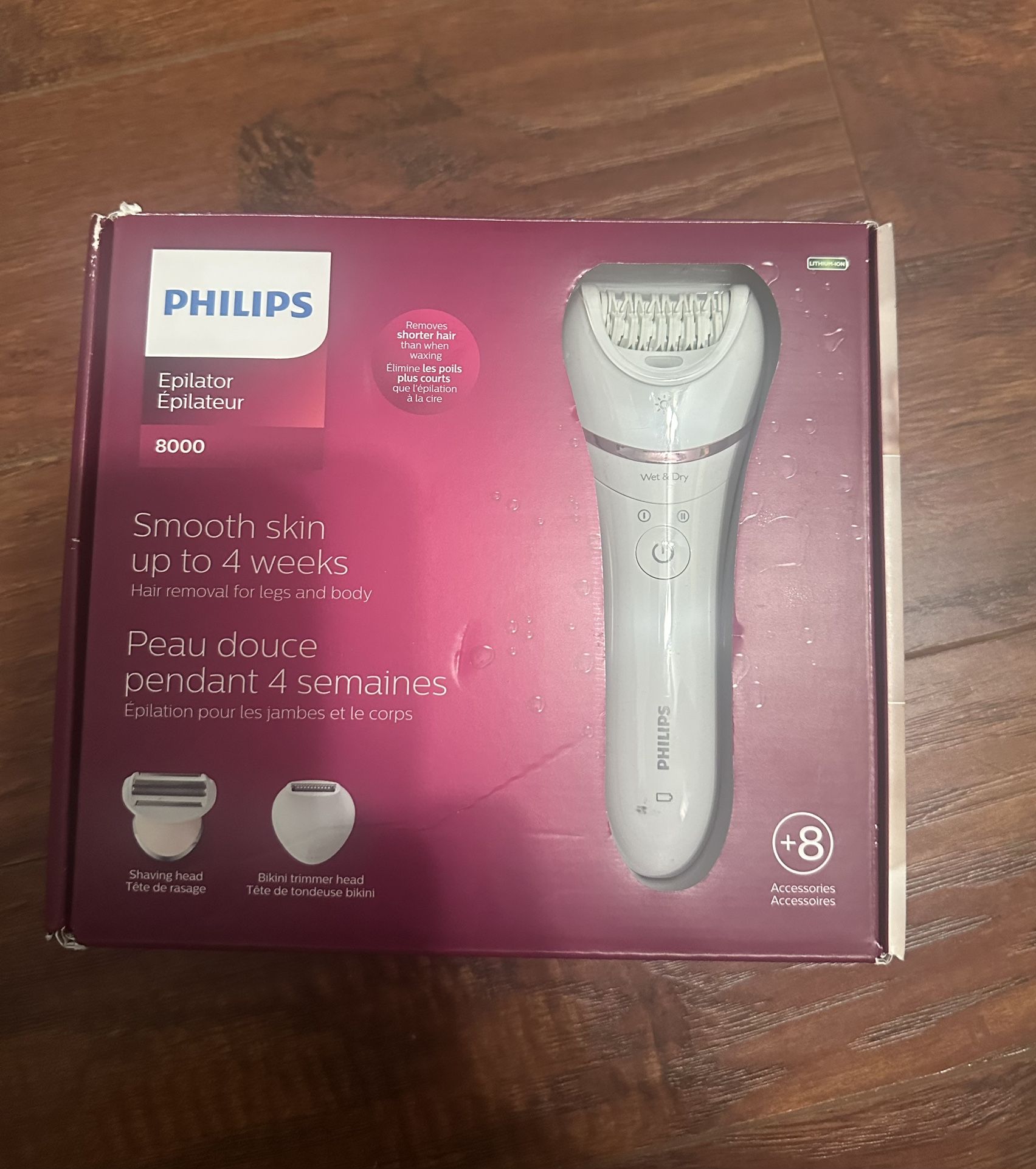 NEW Philips Epilator Series 8000, Wet & Dry, 3-in-1 with Shaver & Trimmer