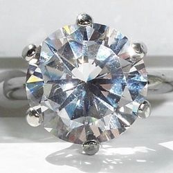 Size 8, Stainless Steel 6.84 Carat CZ Solitaire Ring