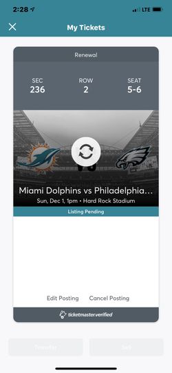 Dolphins vs. Philadelphia Dec. 1st
