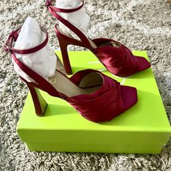 Raspberry Satin Heels