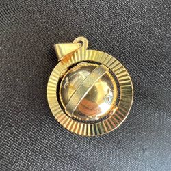 18k solid yellow gold 3D spinning planet with stars charm pendant