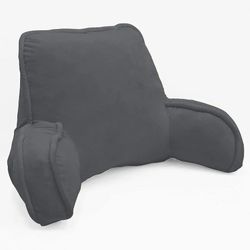 Bed Rest Pillow with Arms and Pockets 18"H Pillows For Sitting in Bed Couch Sofa, Black or Maroon