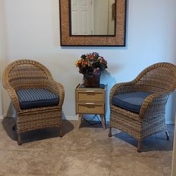 Wicker Chairs , Mirror And Table