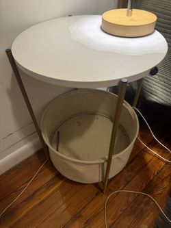 Night Table - White and Gold