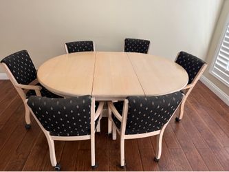 48” Round Dining Table with Leaf and 6 Chairs