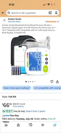 Greater Goods Bluetooth Smart Blood Pressure Monitor