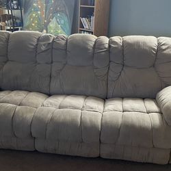 Double Recliner Suede Couch