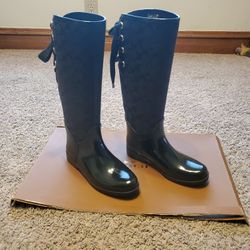 Coach Tristee Black Tall Rain Boots