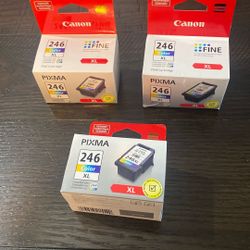 Canon Color Ink (3) 246 XL All New. One Opened Wrong Size for my Copier. 