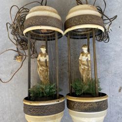 Vintage 70s Johnson Industries "The Lady in the Rain" Venus De Milo Hanging lamps