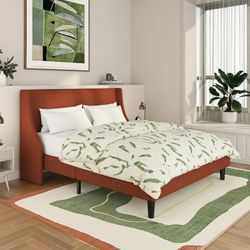 SHA CERLIN Queen Bed Frame – Upholstered Wingback Style