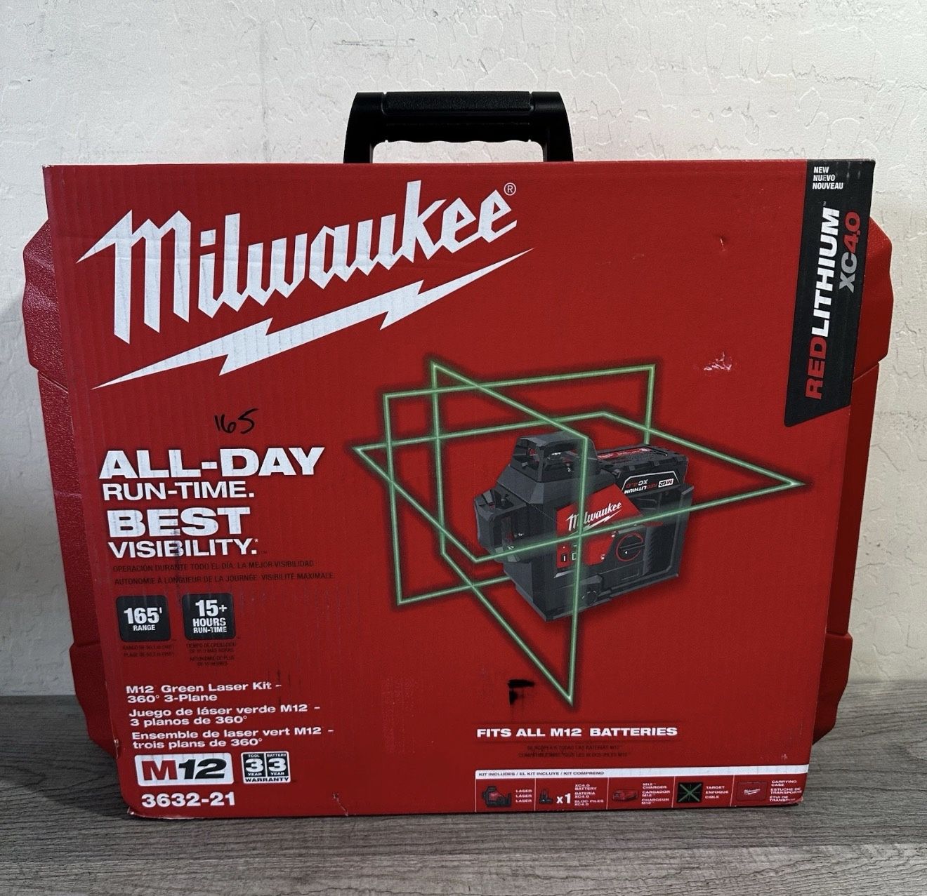 New Milwaukee 3632-21 M12™ Green 360° 3-Plane Laser