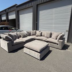 6-Piece Modular Sectional Sofa w/ Ottoman (Taupe)