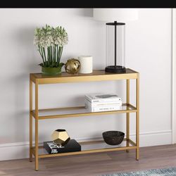 Gold/Brass Narrow Console Table 36 inch wide 