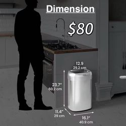 😀 13 Gallon / 49L Stainless Steel Oval Open Top Trash Can with Dual Odor Filters – Sleek, Durable Design for Restaurant, Office, Hotel, Store, Busine