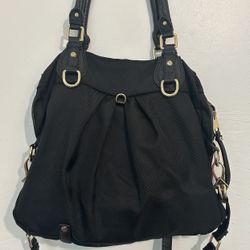 Jpk Paris 75 Double Handle Black Nylon Bag with Shiny Gold Hardware