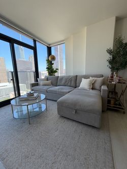 West Elm Gray Fabric Sectional Sofa with Chaise