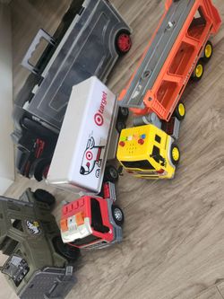 4 toy trucks