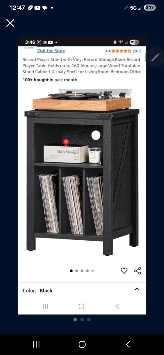 20" Record player stand or book stand , Side Shelf