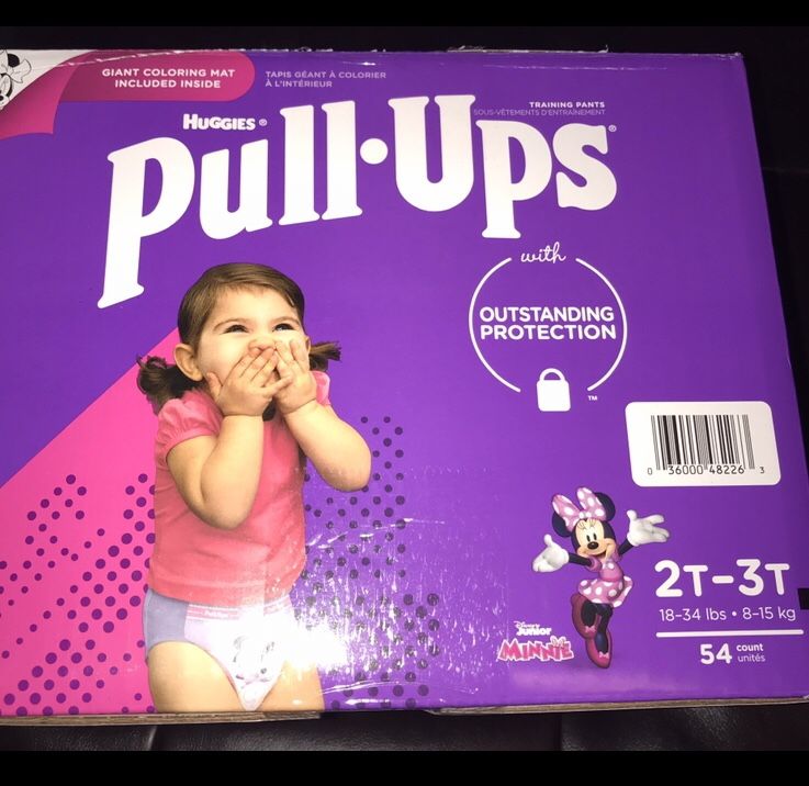 Huggies pull-ups for boy & girl size 2T-3T $18 each box firm