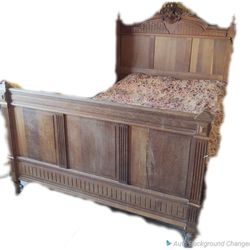 Antique Bed, Armoire, and Side Table