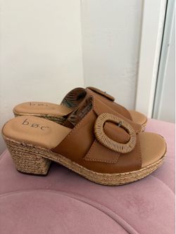 Tan Espadrille Wedge Slides