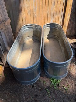 $45 - $70 each — 5 Galvanized Stock Tank Planters / Raised Garden Beds