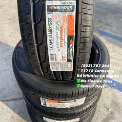 225/45R17 Hankook Ventus New Set of Tires Installed and Balanced Set de Llantas Nuevas Instaladas y Balanceadas