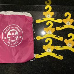 5 Build A Bear Cardboard Hangers & Drawstring Bag