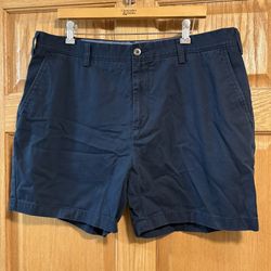 Classic Fit NAUTICA Navy Blue Cotton Deck Shorts Men’s Size 38 Chino Flat Front 