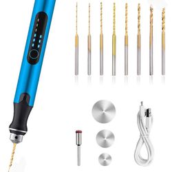 New 3-Speed Cordless Mini Drill Pen With 8 Small Drill Bits,Rechargeable Electric Hand Drill Pin Vise,Micro Resin Drill Set For Jewelry Making,Resin