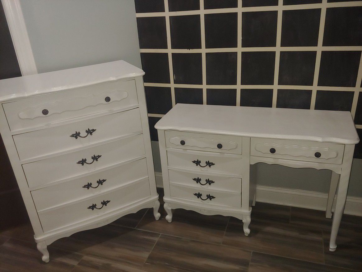 French Provincial Chest of Drawers and Desk