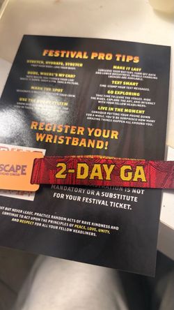 Escape 2 day GA wristband