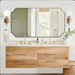 $125!! Brand New 55” x 30” Oversized Gold Scalloped Vanity Mirror