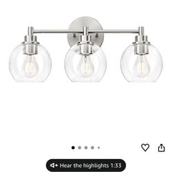 Bathroom Light Fixtures, 3-Light Vanity Light with Globe Glass Shades E26 Sockets, Bathroom Lights Over Mirror for Bedroom Hallway Living Room, Brushe