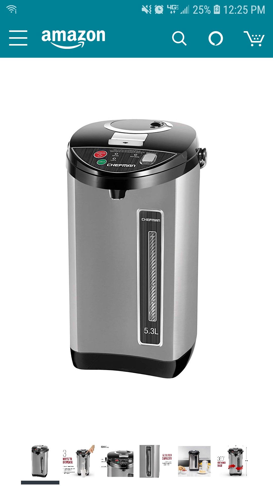 Chefman Instant Electric Hot Water Pot Coffee Urn w/ Auto & Manual